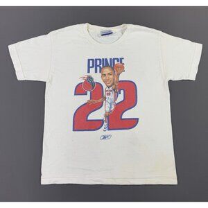 Vintage Y2K NBA Detroit Pistons Tayshaun Prince Caricature Art Basketball Reebok